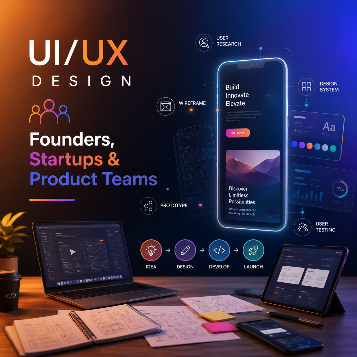 Wireframe to hi-fi UI design comparison