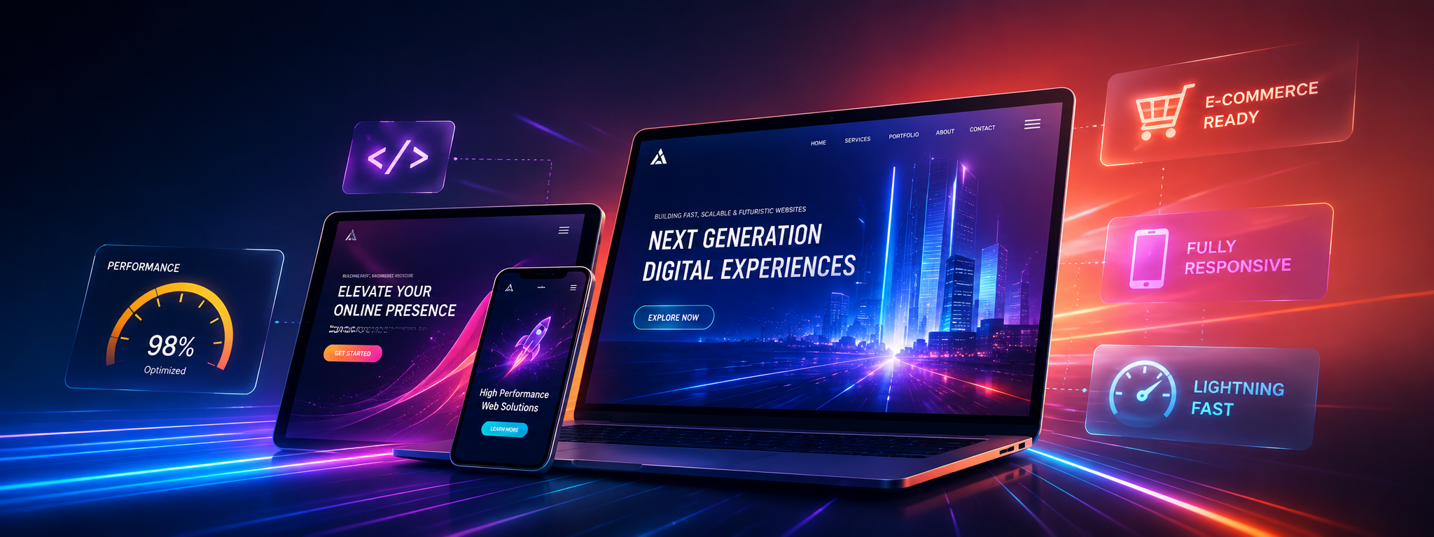 Responsive web development project mockup